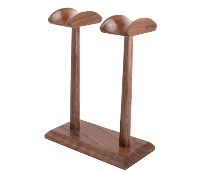 Universal Black Walnut Wooden Dual Headphone Stand Hanger Holder