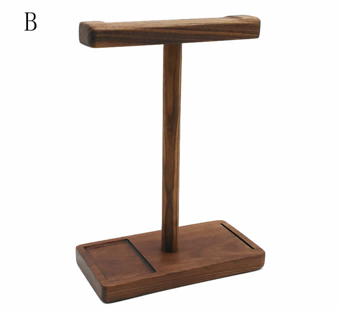 Universal Black Walnut Wooden Dual Headphone Stand Hanger Holder