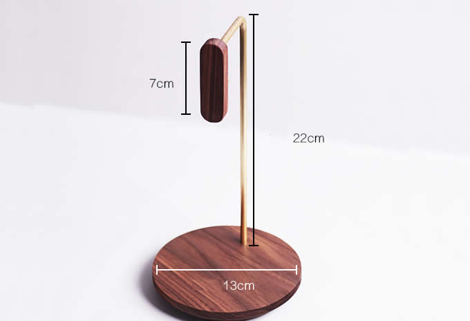  Universal Wooden Brass Headphone Stand Hanger with Cable Holder