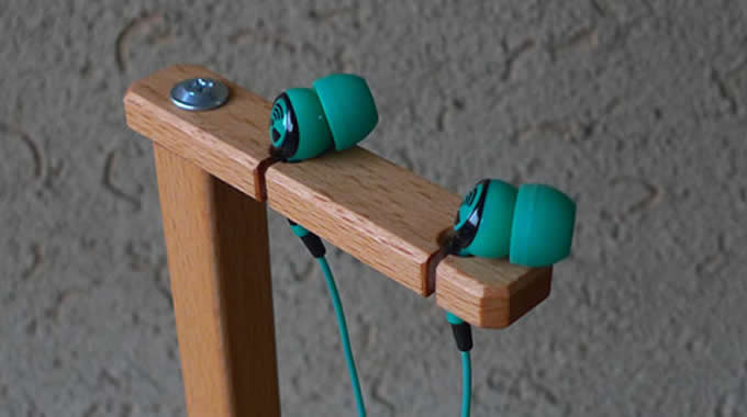 Wooden Desk Earphone Cord Manager