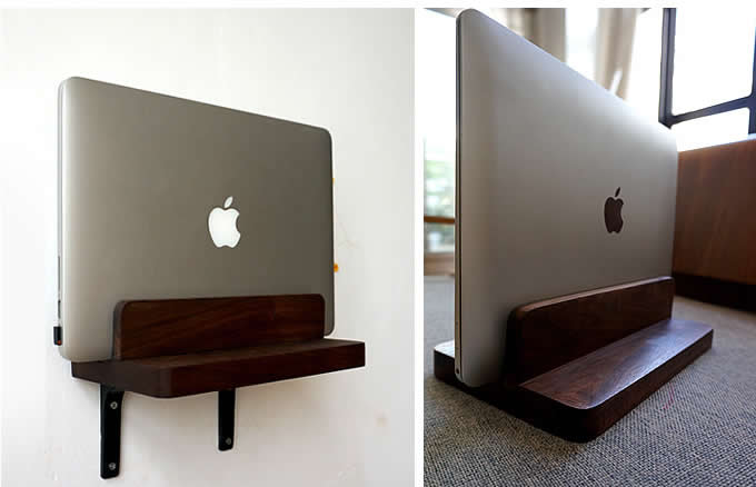 Wooden Desktop Vertical Laptop Stand Holder for MacBook Air, MacBook Pro,Notebooks