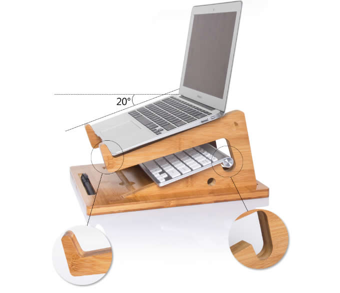  Wooden Bamboo Mount Holder Cradle Stand For MacBook Air / Pro  