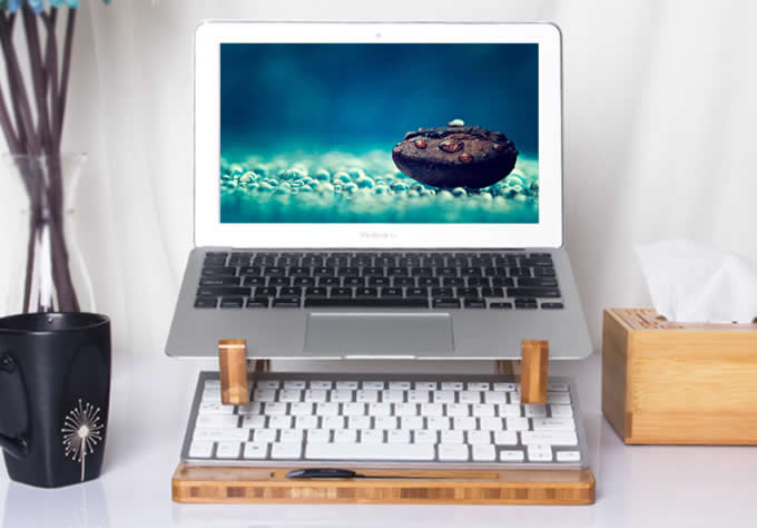  Wooden Bamboo Mount Holder Cradle Stand For MacBook Air / Pro  