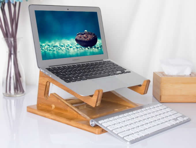  Wooden Bamboo Mount Holder Cradle Stand For MacBook Air / Pro  