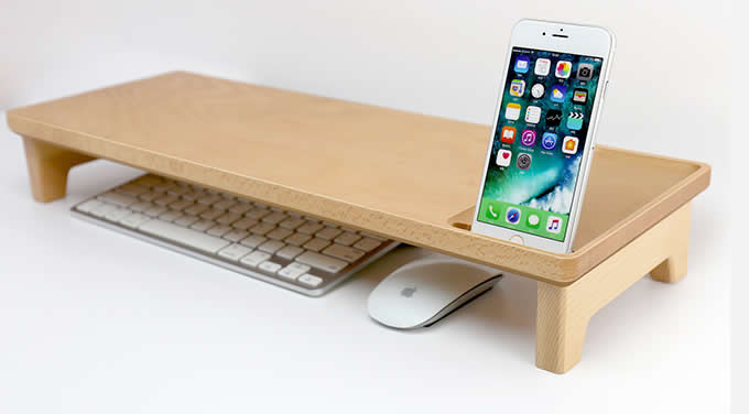  Wooden iMac Monitor Stand Riser | Desktop Organizer