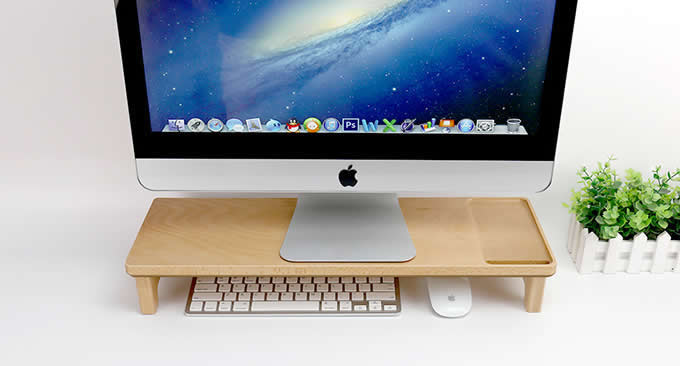  Wooden iMac Monitor Stand Riser | Desktop Organizer