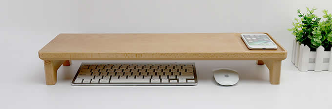  Wooden iMac Monitor Stand Riser | Desktop Organizer