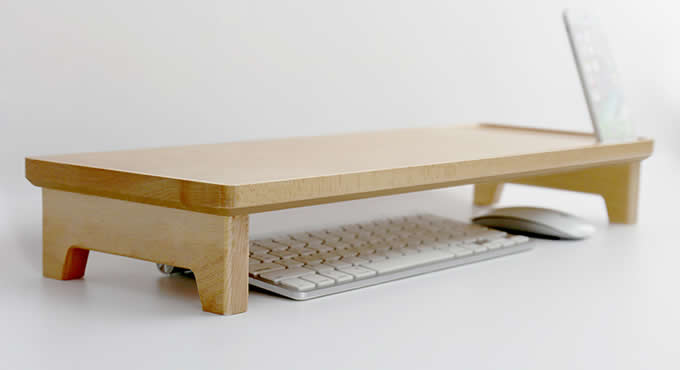  Wooden iMac Monitor Stand Riser | Desktop Organizer