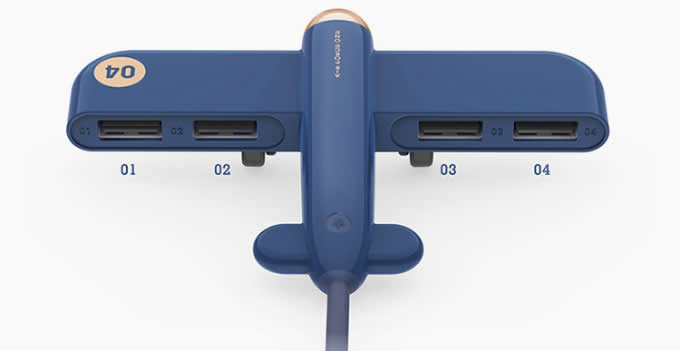 Aircraft Shape 4 Ports USB Hub