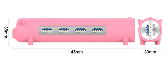 Pig Shaped 4 Port USB 3.0 Hub