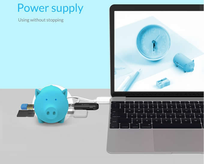 Pig Shaped 3 Port USB 3.0 Hub