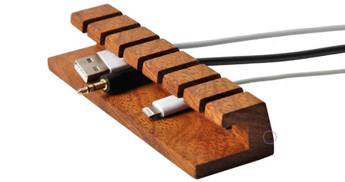 Wooden Cable and Charger Organizer Cable Management for Power Cords and  Charging Cables 