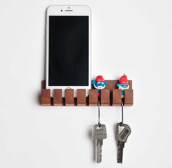 Wooden Cable Organizer Cord Management System Holder for Power Cords and Charging Cables