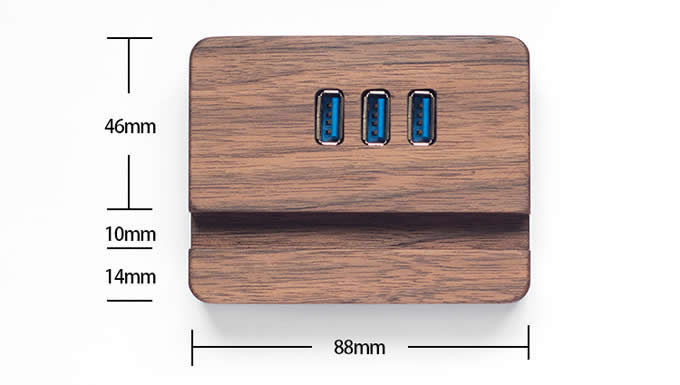 Wooden 3-Port USB Desktop Charger with Stand for All Phones