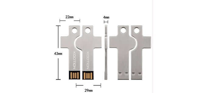  Customize Logo/Name Metal Key Shaped USB Flash drive, Set of 2 