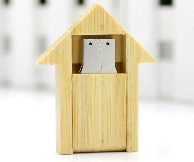  Customize Logo/Name Wooden House Shaped USB Flash drive 