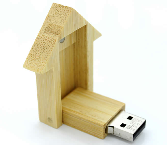   Customize Logo/Name Wooden House Shaped USB Flash drive 