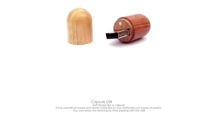 8G Handmade Wooden Capsule Shaped Usb Flash Drive