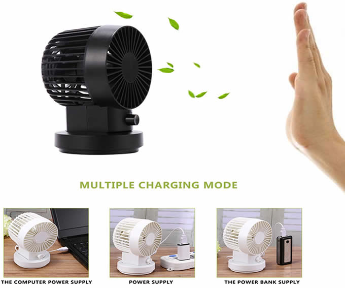 3 Speeds Dual Blades Rechargeable Desktop Cooling Fan 