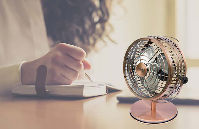 Retro Metal USB Fan,Bronze  