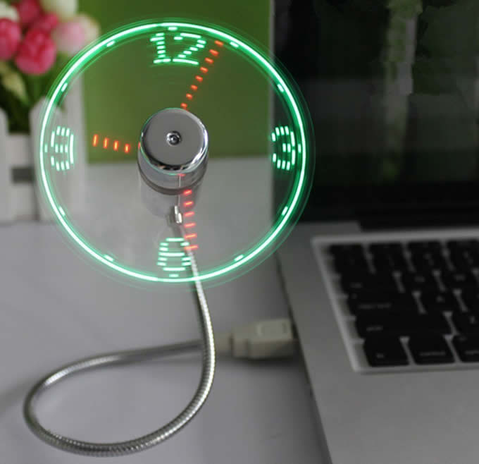 USB LED Clock Fan with Time Display  