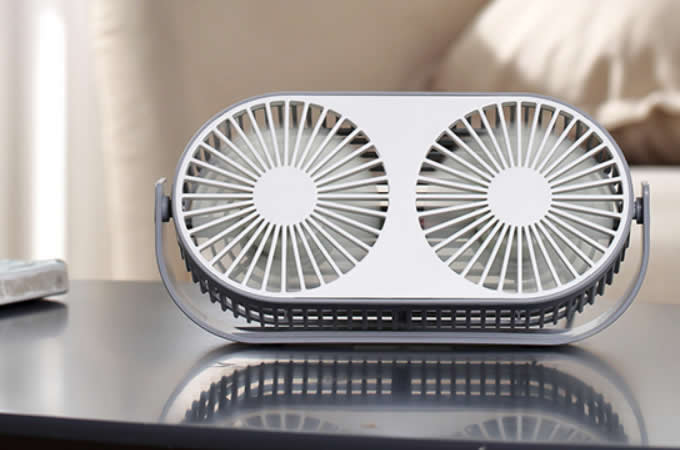  Dual Head USB Powered Mini Desk Fan 