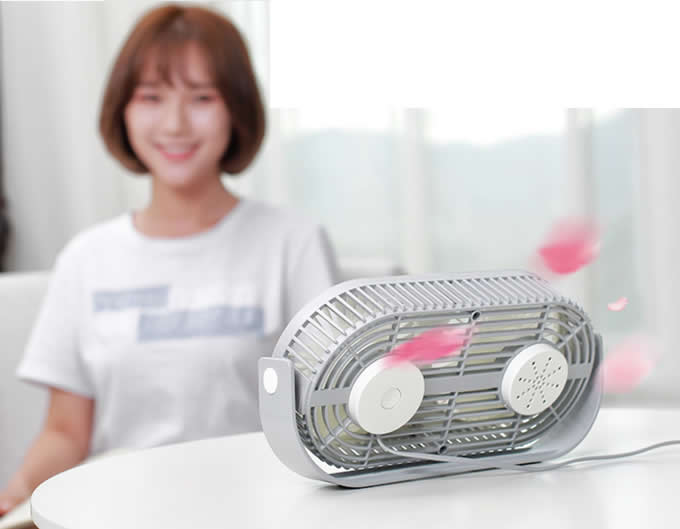  Dual Head USB Powered Mini Desk Fan 