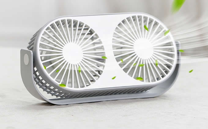  Dual Head USB Powered Mini Desk Fan 