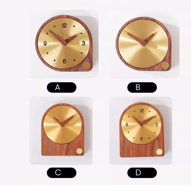 Vintage Wooden Brass Desktop Clock