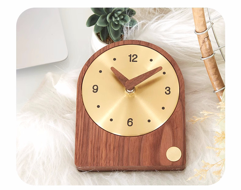 Vintage Wooden Brass Desktop Clock