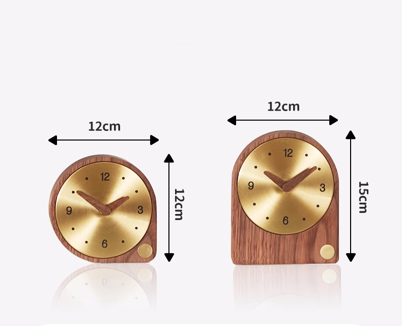 Vintage Wooden Brass Desktop Clock