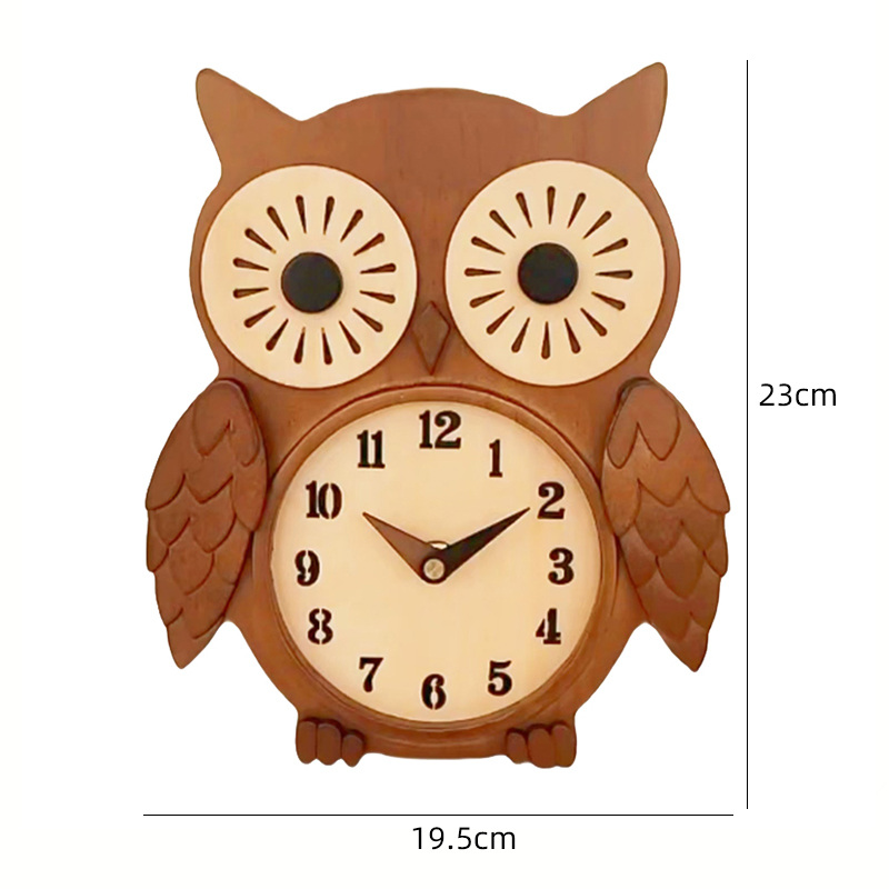 Big Eyed Owl Wooden Table Clock, Home Office Decoration