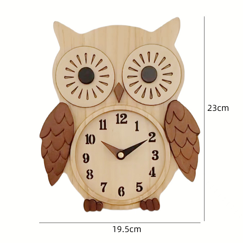Big Eyed Owl Wooden Table Clock, Home Office Decoration