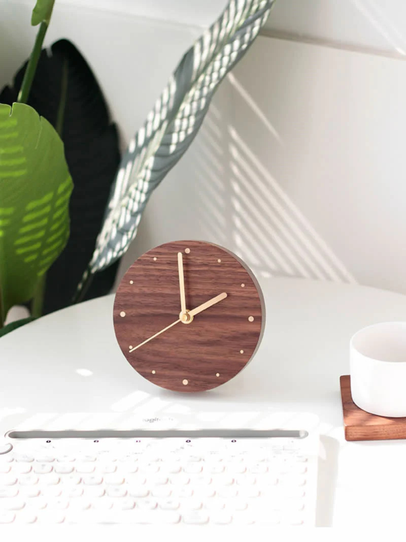 Classic Black Walnut Silent Desktop Clock