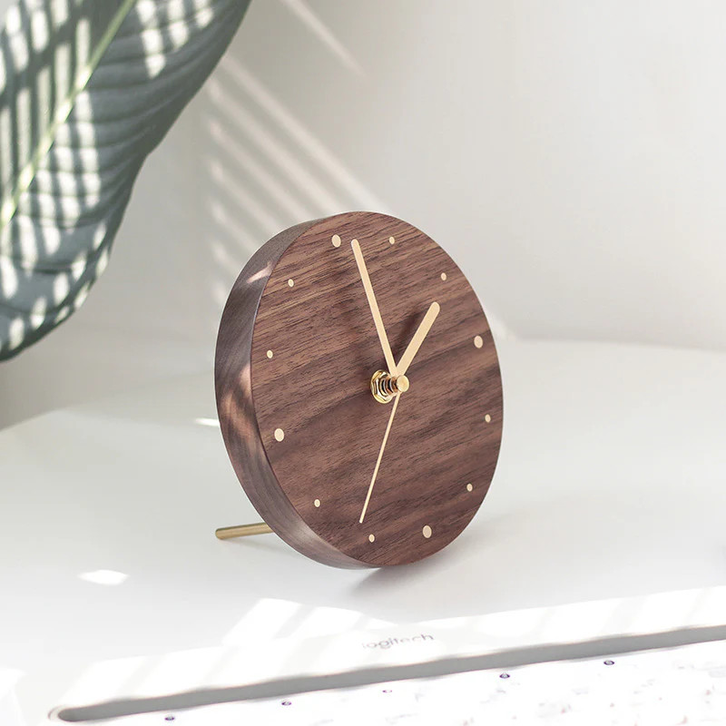 Classic Black Walnut Silent Desktop Clock