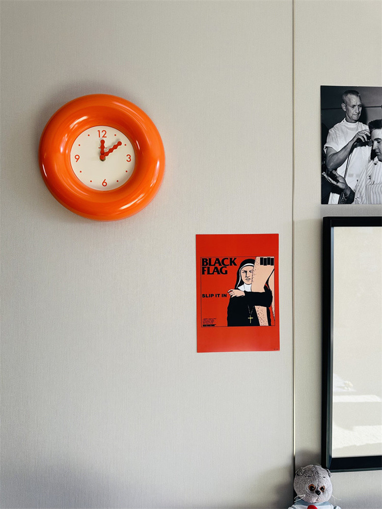 Orange Donut Art Wall Clock - Stylish Silent Decorative Clock