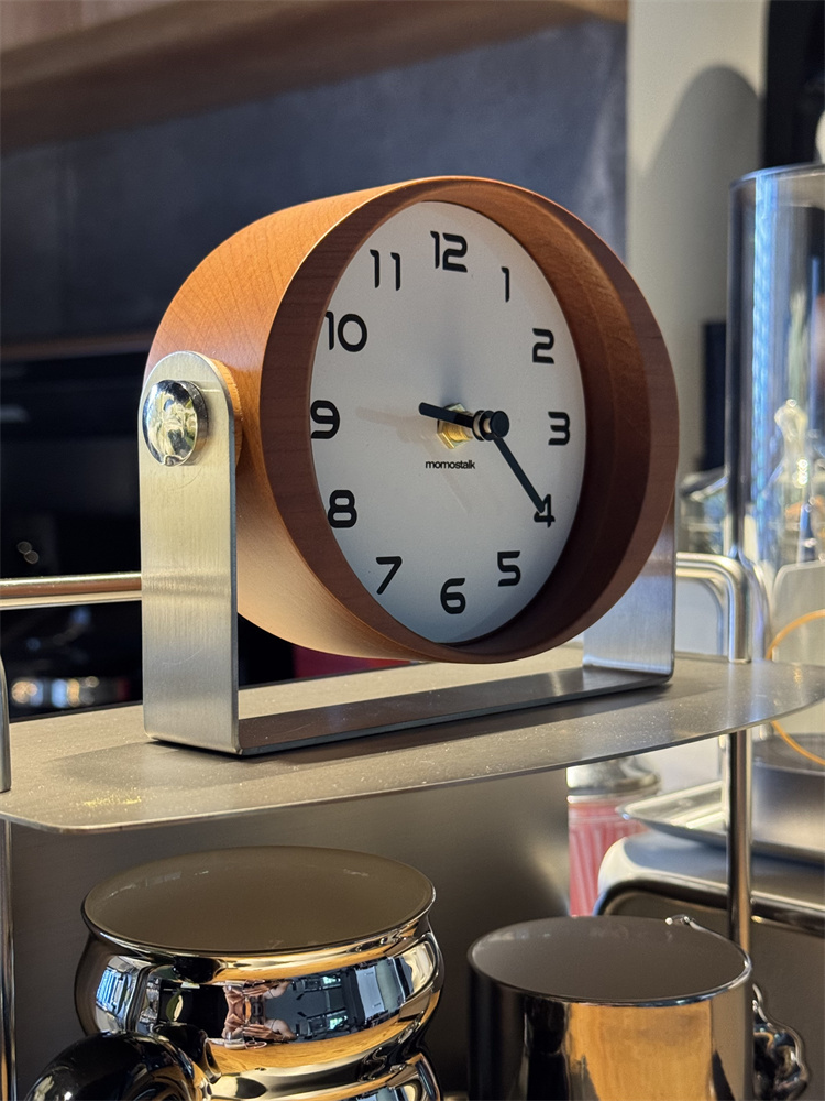 Minimalist Oval Wooden Desk Clock - Silent Non-Ticking