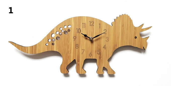 Bamboo Wood Dinosaur Wall Clock