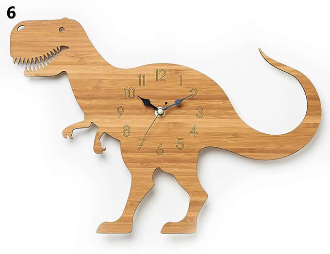 Bamboo Wood Dinosaur Wall Clock