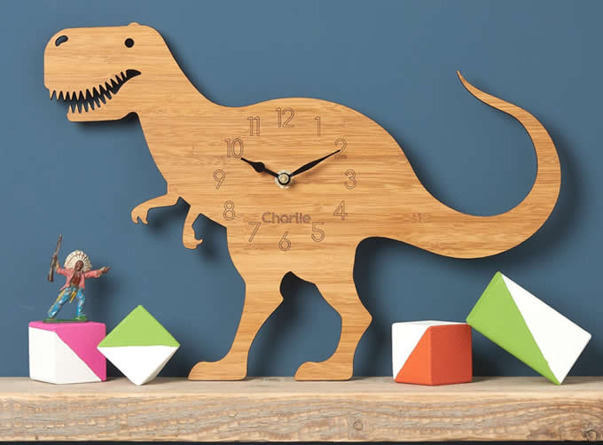 Bamboo Wood Dinosaur Wall Clock