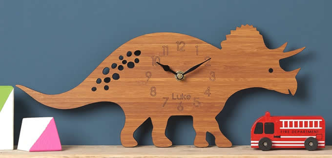 Bamboo Wood Dinosaur Wall Clock