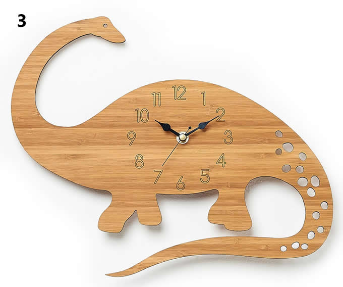 Bamboo Wood Dinosaur Wall Clock