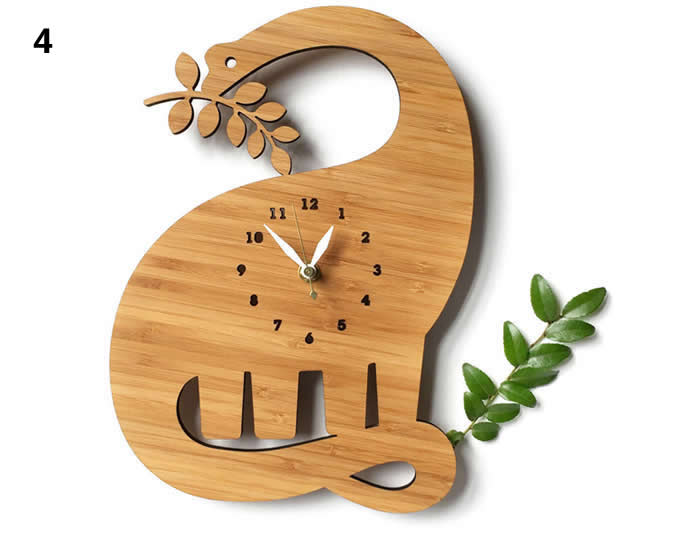 Bamboo Wood Dinosaur Wall Clock