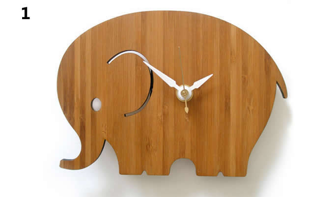 Bamboo Wood Elephant Wall Clock