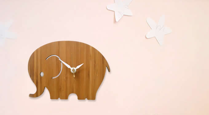 Bamboo Wood Elephant Wall Clock