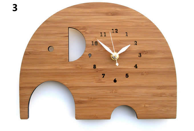 Bamboo Wood Elephant Wall Clock