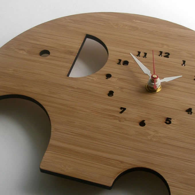 Bamboo Wood Elephant Wall Clock