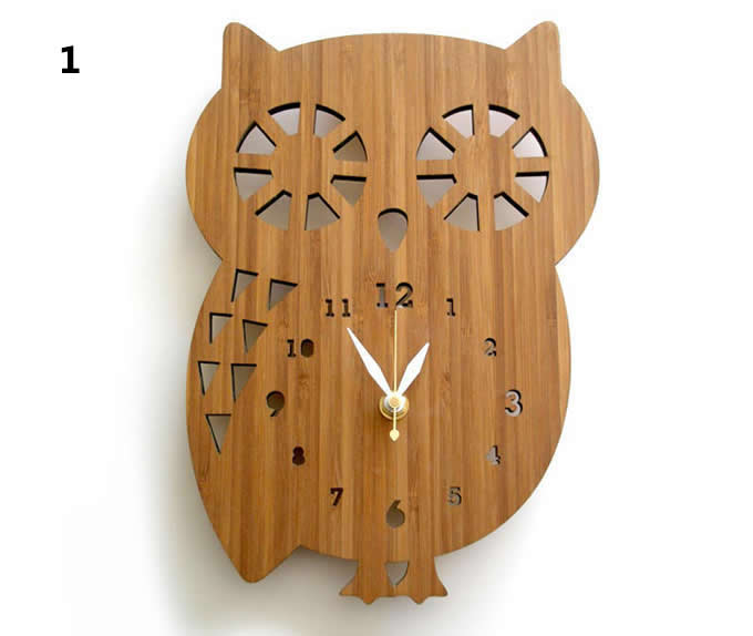 Bamboo Wood OWL Wall Clock