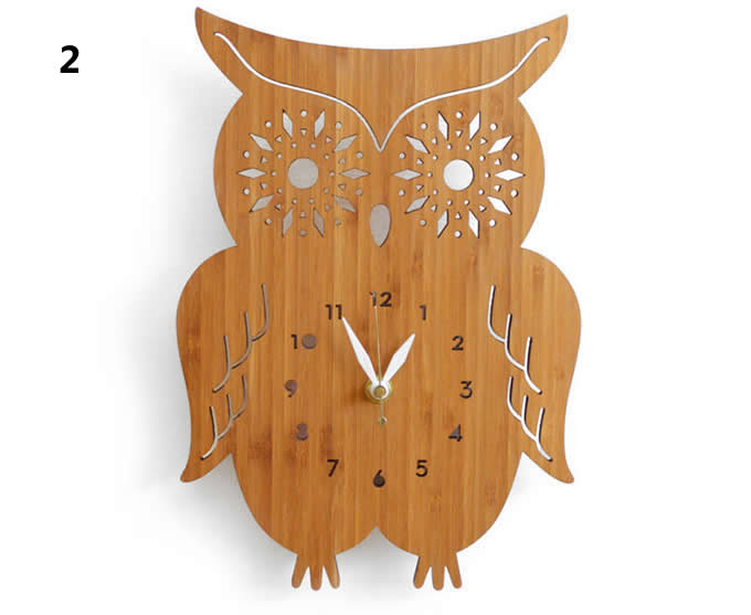 Bamboo Wood OWL Wall Clock