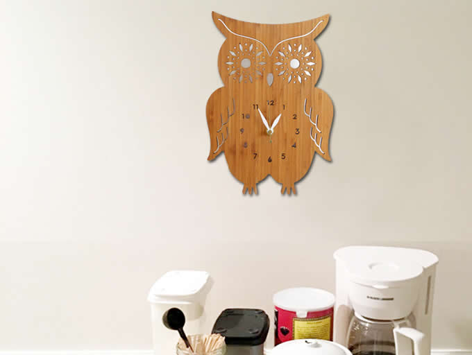 Bamboo Wood OWL Wall Clock